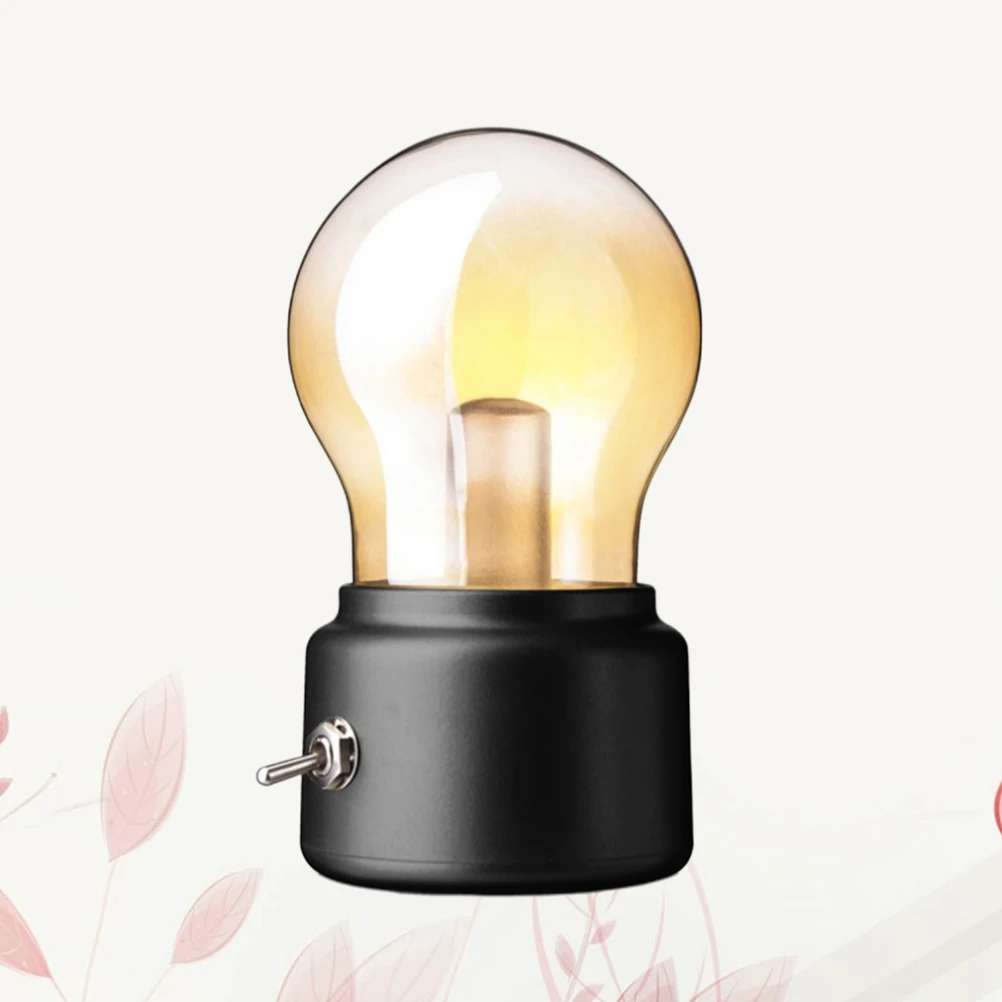 

Vintage Bulb Lamp Black Creative LED Night Light Charging Bedside Sleeping Lamp Soft Eye Protection LED Night Light