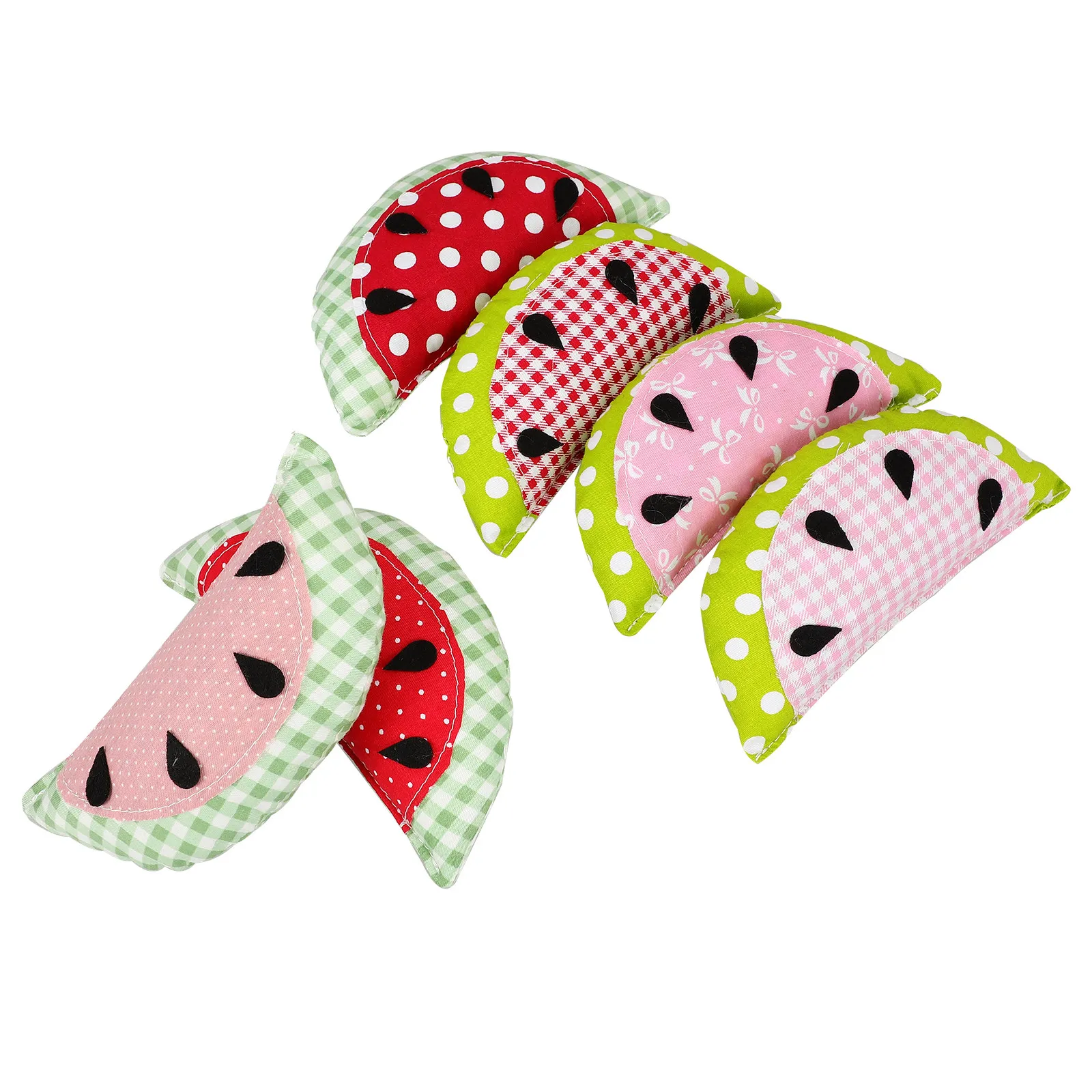 6Pcs Home Decor Watermelon Ornaments Chic Faux Fabric Watermelon Photo Props Tiered Tray Fake Fruit Table Centerpieces
