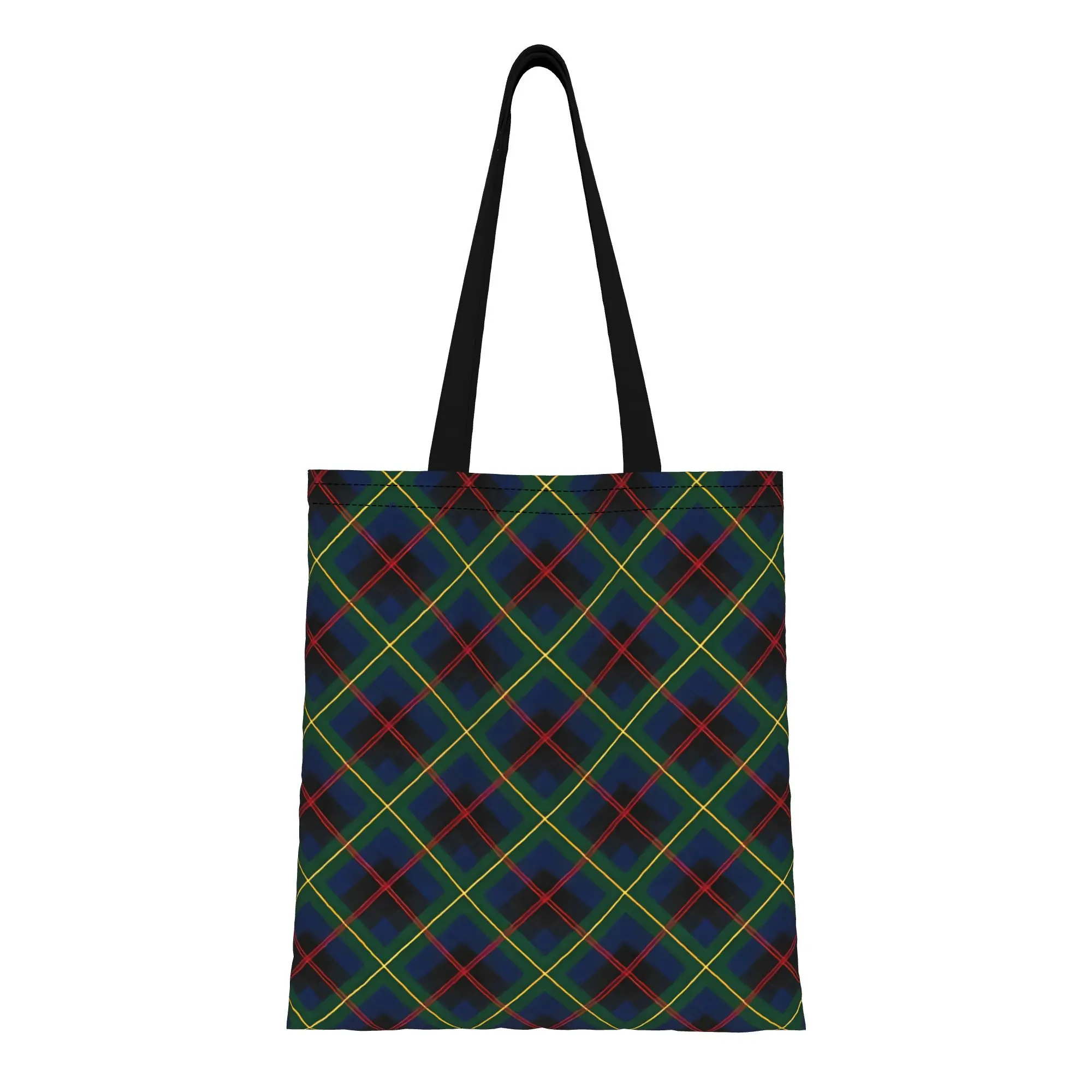 

1PC Deep Blue Forest Green Scottish Tartan Plaid Pattern Canvas Tote Bag Canvas Tote Bag Perfect for Shopping Grocery