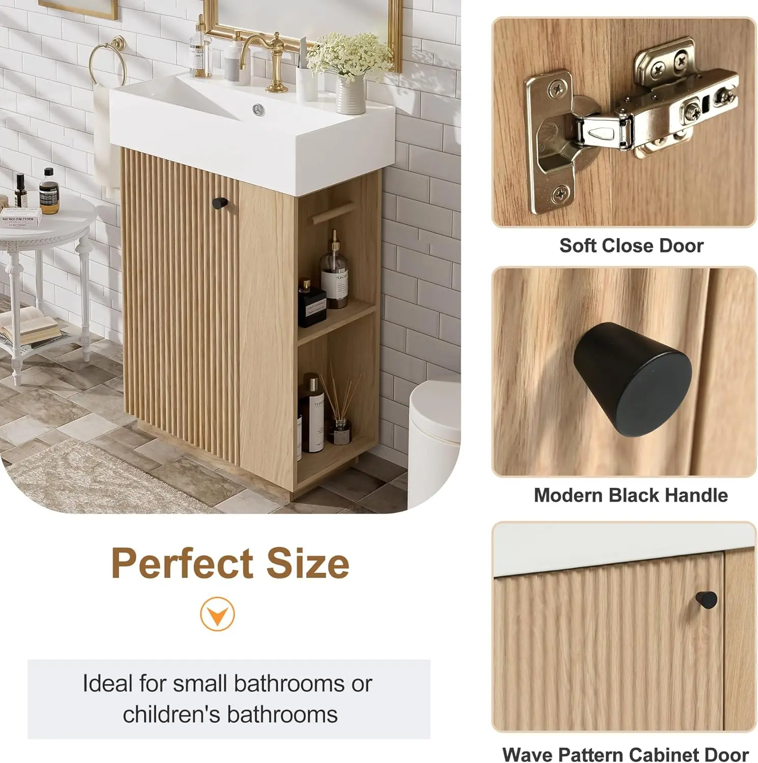21.6" Fluted Wood Vanity 6