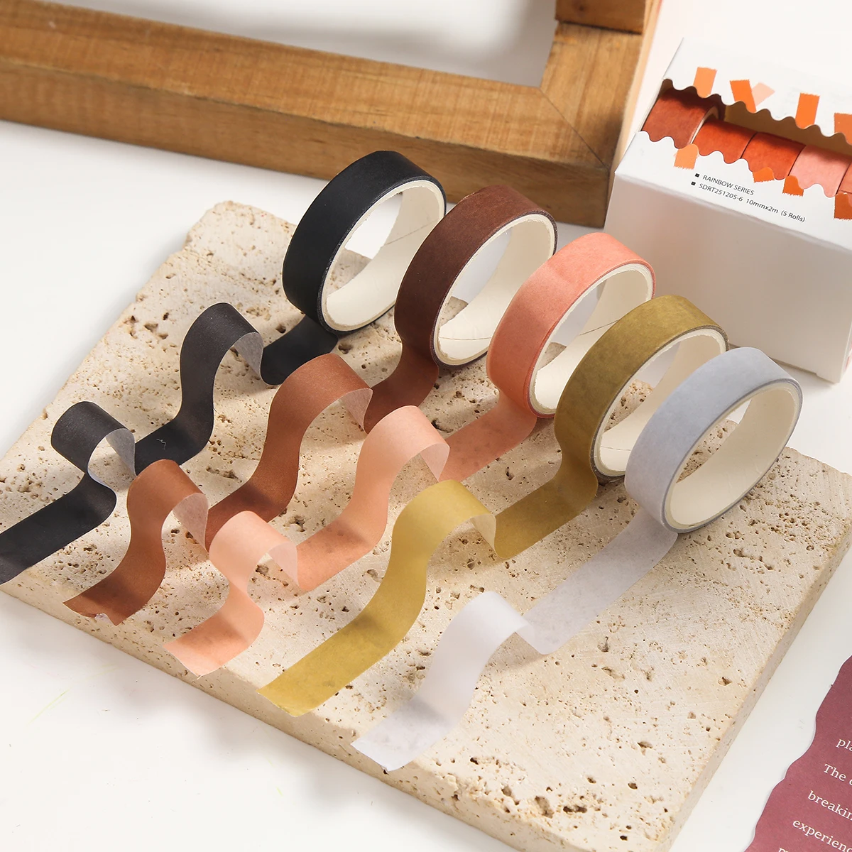 

5 Rolls Simple Color Retro Washi Tape, 5 Colors Creative Planner Tape, DIY Stationery and Daily Supplies Decoration, School item