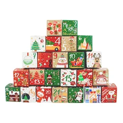 A set of 24pcs 24 Days Paper Advent Countdown Gift Boxes for Kids and Family Christmas Advent Calendar Boxes