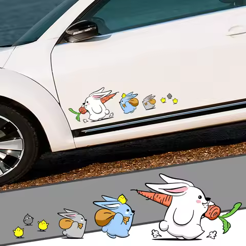 Cute Bunny Sticker Car Animal Styling Funny Rabbit Decor Decals Auto Motorcycle Body Bumper Cartoon Stickers Decoration