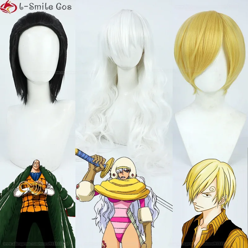 Anime Sanji Charlotte Smoothie Sir Crocodile Cosplay Wig Women Men Heat Resistant Hair Halloween Party Costume Wigs + Wig Cap