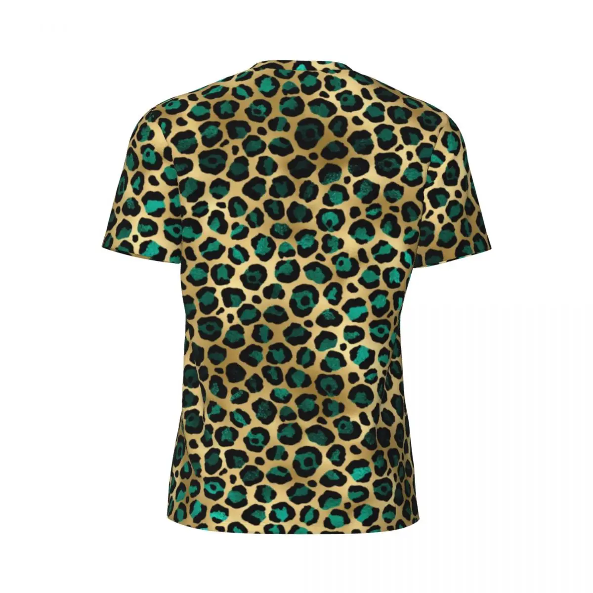 Teal And Gold Leopard T Shirt Male Spots Print Streetwear Sports T-Shirts Quick Dry Summer Trending Tees Graphic Big Size Tops