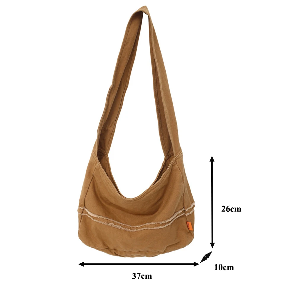 Canvas Women\'s Bag Fashion Ladies Messenger Bag Y2K Large Capacity Shoulder Cross Bag Unisex School Solid Eco Bag Korean Shopper