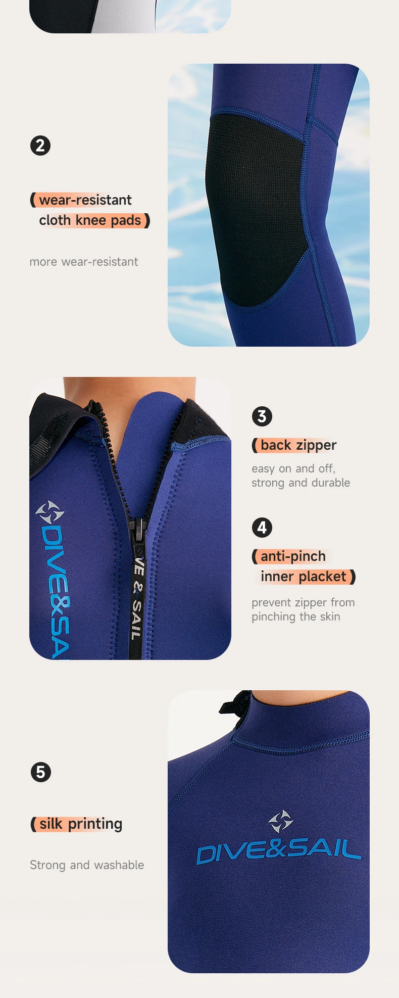 Teenager Jungen Mädchen Neoprenanzüge 2,5 mm Neopren-Tauchanzüge hält warm, einteilige Badeanzüge, Strandkleidung zum Schwimmen, Surfen, Tauchen – Detail 3