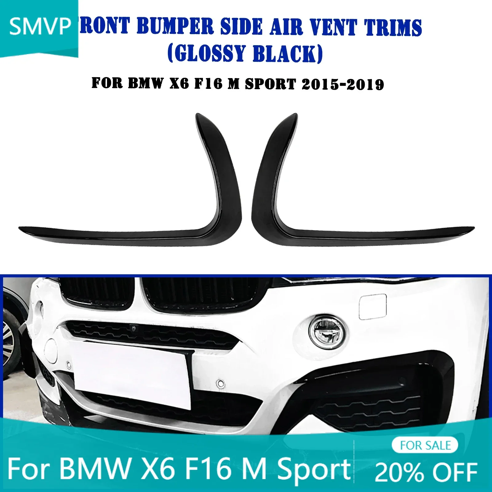 

Передняя боковая отделка вентиляционного отверстия из углеродного волокна/глянцевая черная противотуманная фара, впускная рамка, спойлер Canard для BMW X6 F16 M Sport 2015-2019