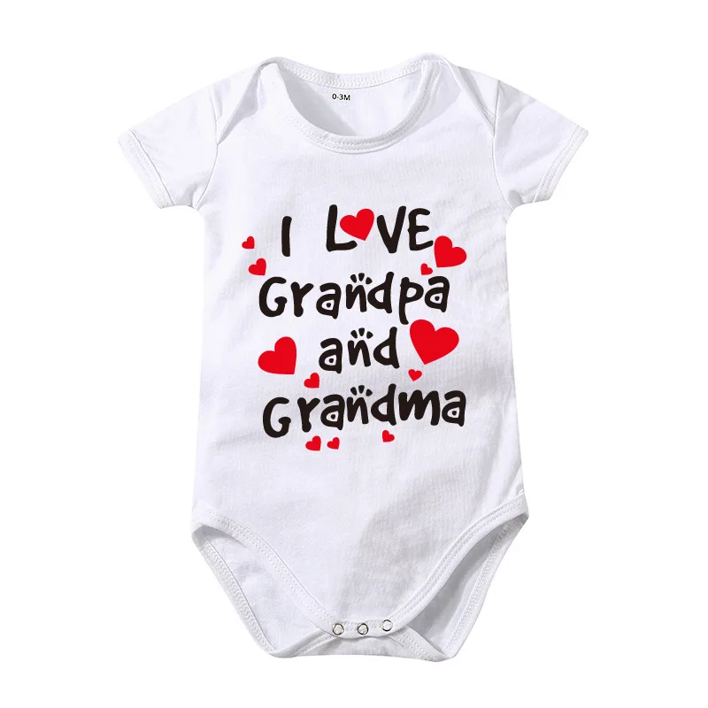 I Love Grandpa Cotton Bodysuits & One-Pieces Climbing Suit Baby Fart Triangle Jumpsuit Summer I Love Grandma