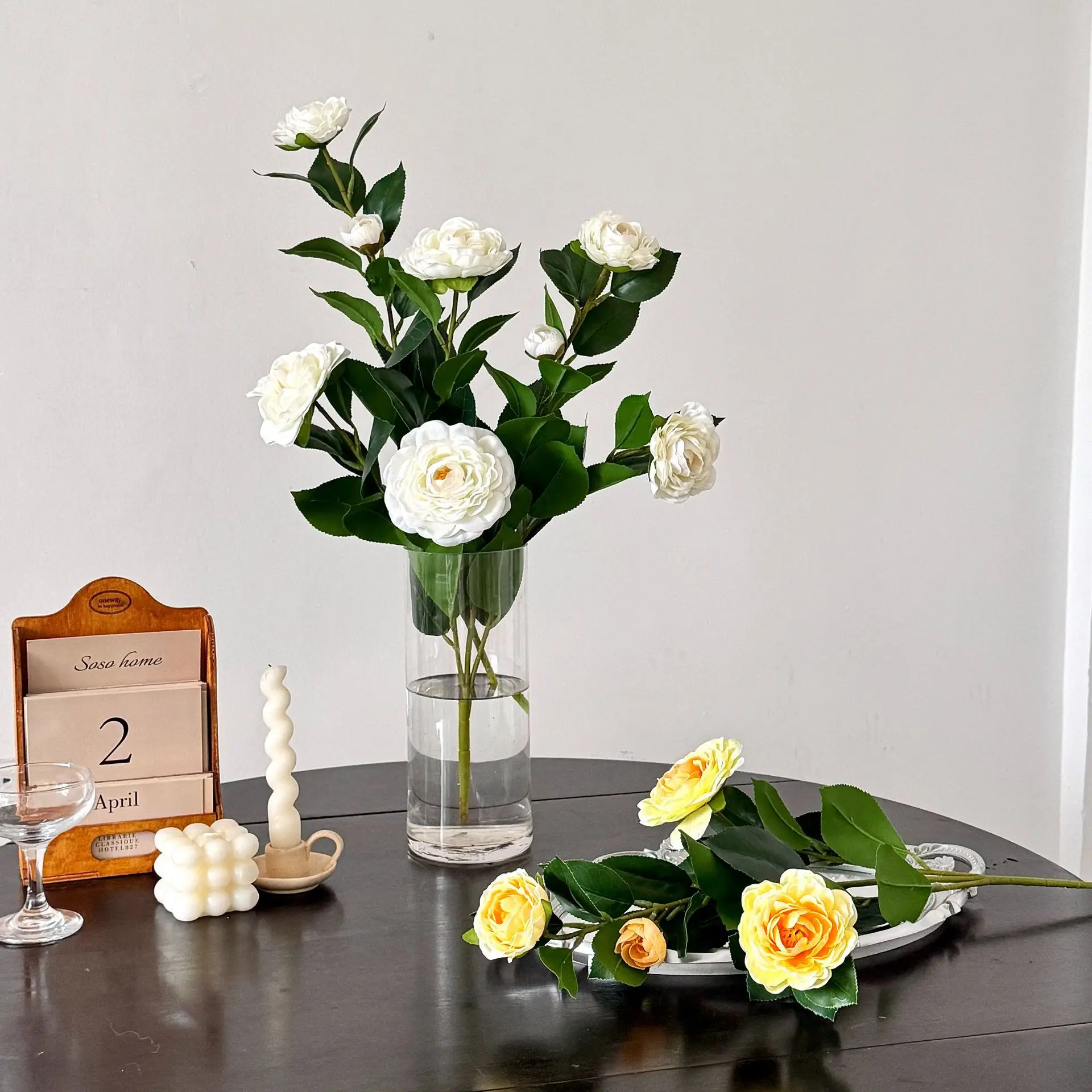 

Multi-head simulation camellia gardenia dining table living room home decoration fake flowers wedding photo props
