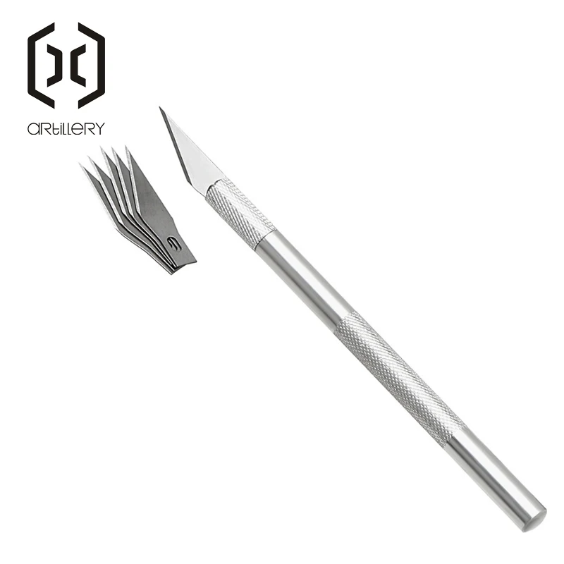 Metal Handle Scalpel Set with Blade Craft Knife Carving Pen for 3D Printer Model DIY Stationery Utility Cutting Tool