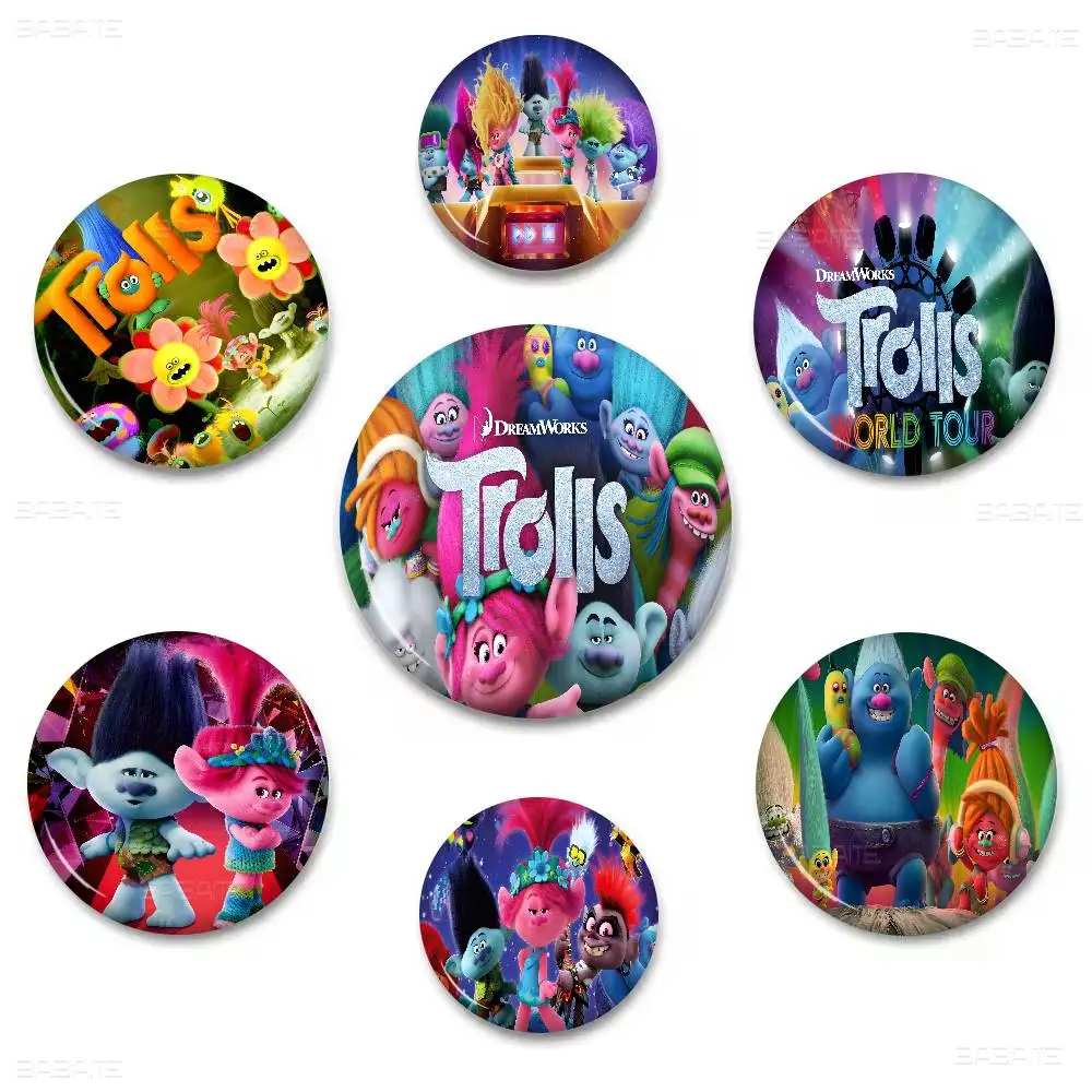 T-Trolls Band T-Together C-Cartoon Soft Button Pin Bright Printed Icon Gift For Friends Badge Collar Brooch Lapel Pin Metal