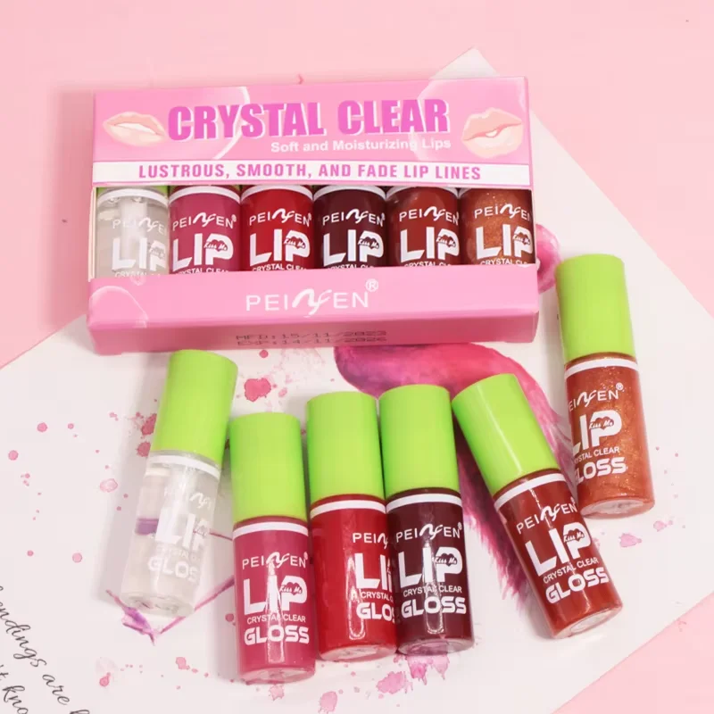 6 ピース ミラー リップ グロス ナチュラル カラー 長持ち 防水 防汗 保湿と光沢のある完璧な唇を作成