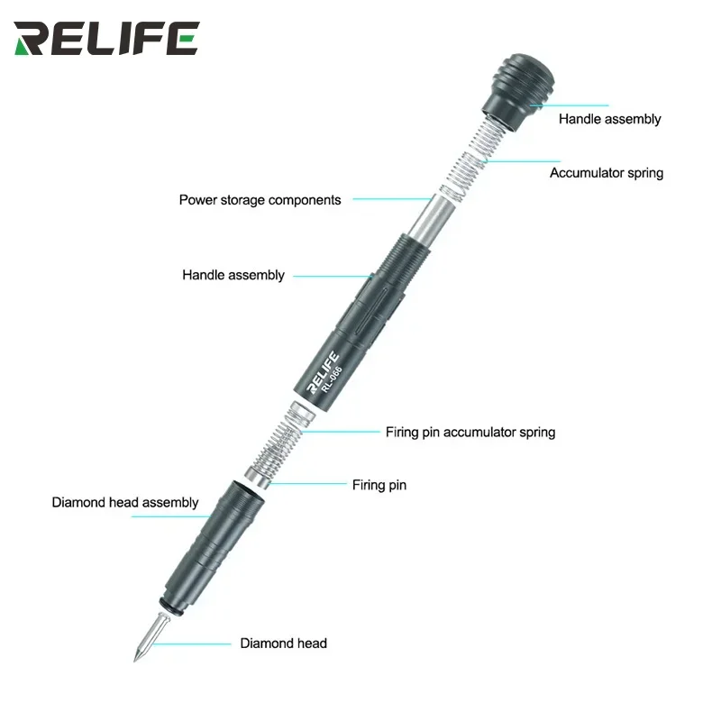 RELIFE RL-066/066A Diamond Pen Fixed-Point Breaking Glass Adjustable Strength Break Under Pressure for IPhone 8-13 PRO MAX