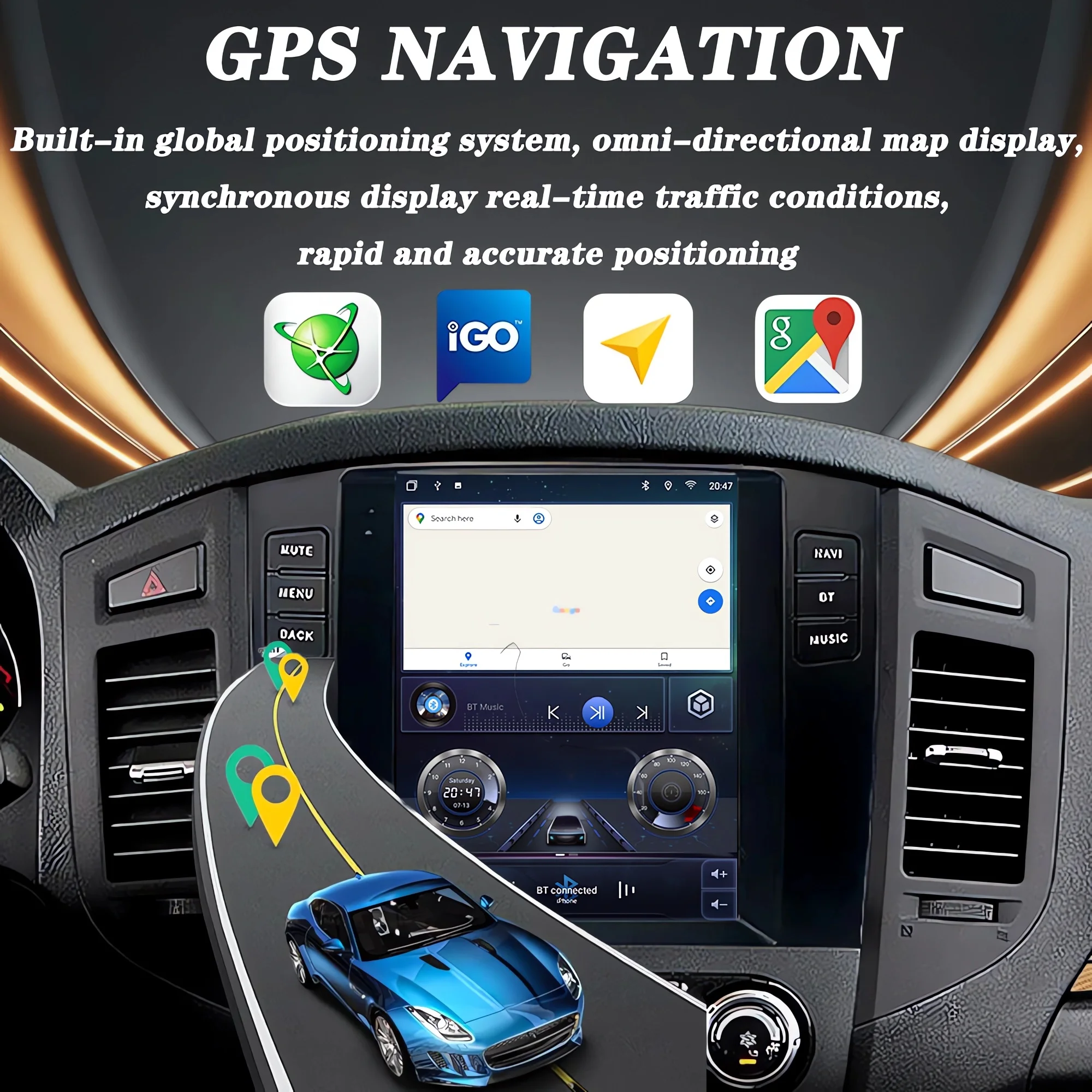 Car Android 16 Auto Wireles Carplay For Hyundai Santa Fe 2 2006-2012 Radio Stereo Multimedia Video Player GPS Navigation BT DSP