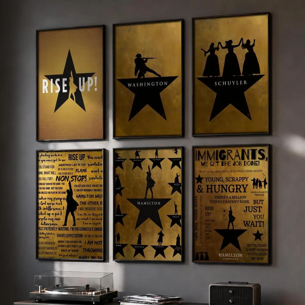 H-Hamilton Musical Lyrics Poster HD Home Wall Stickers House Hallway Living Room Bedroom Bar Office Decor Art Prints