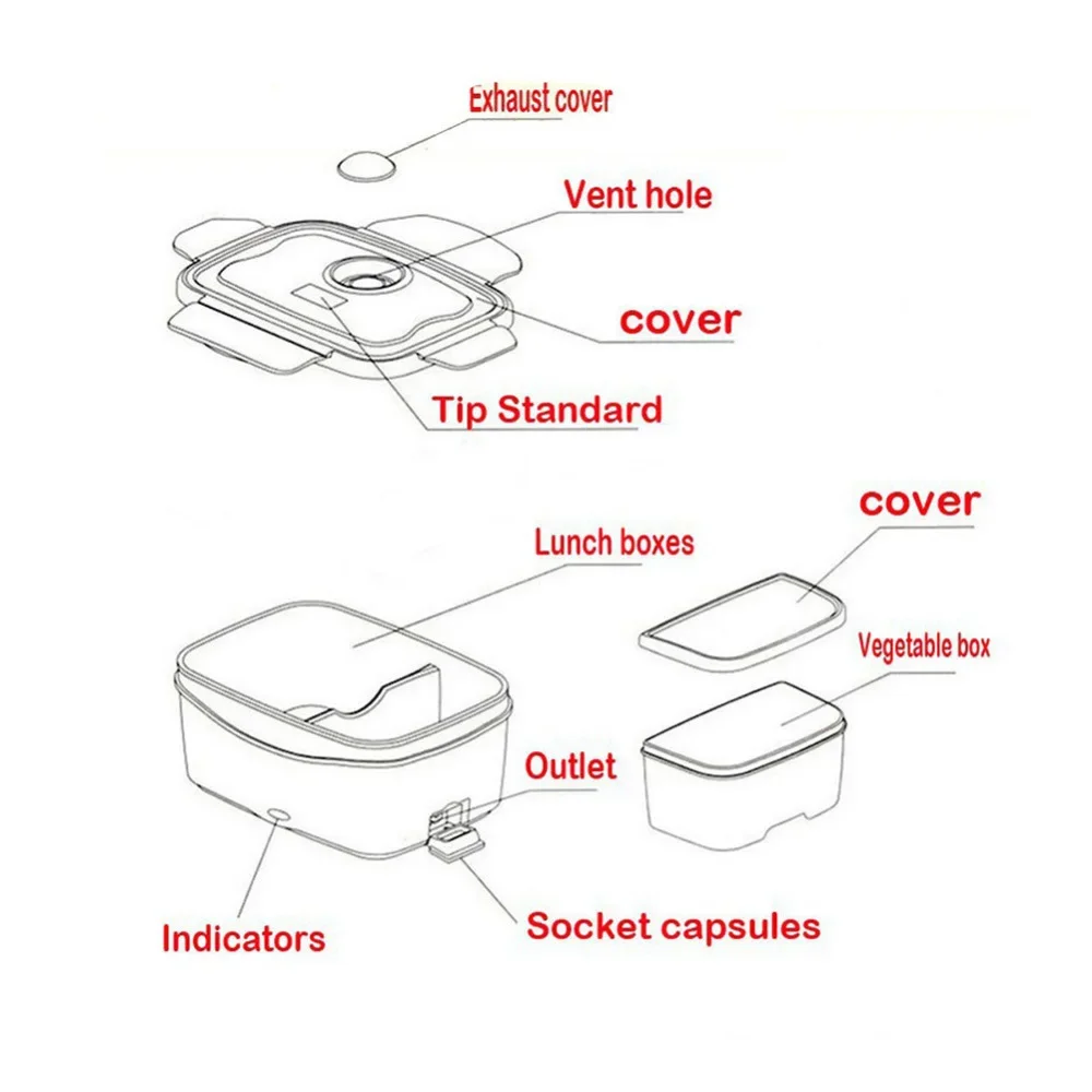 110v 220v Lunch Box Food Container Portable Electric Heating Food Warmer Heater Rice Container Dinnerware Sets Home Dropshipping