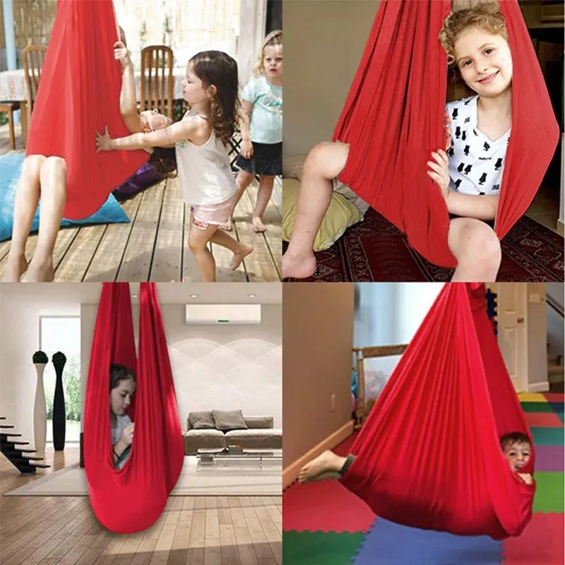 Indoor Kids Yoga Hammock Swing Elastic Bed Outdoor Swing Adjustable Hammock Fitness Tool Belt Extension Strap Carabiner