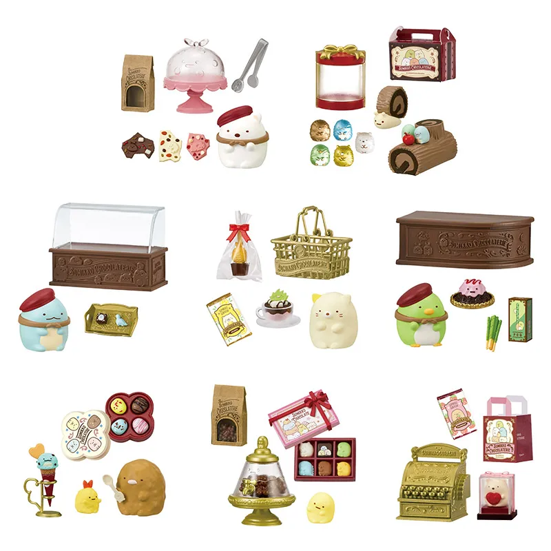 Re-Ment Chocolate Shop Dessert Personaggio d'azione animato Modello Giocattolo Regalo di compleanno Gioco di moda Decorazione da tavolo Scatola cieca