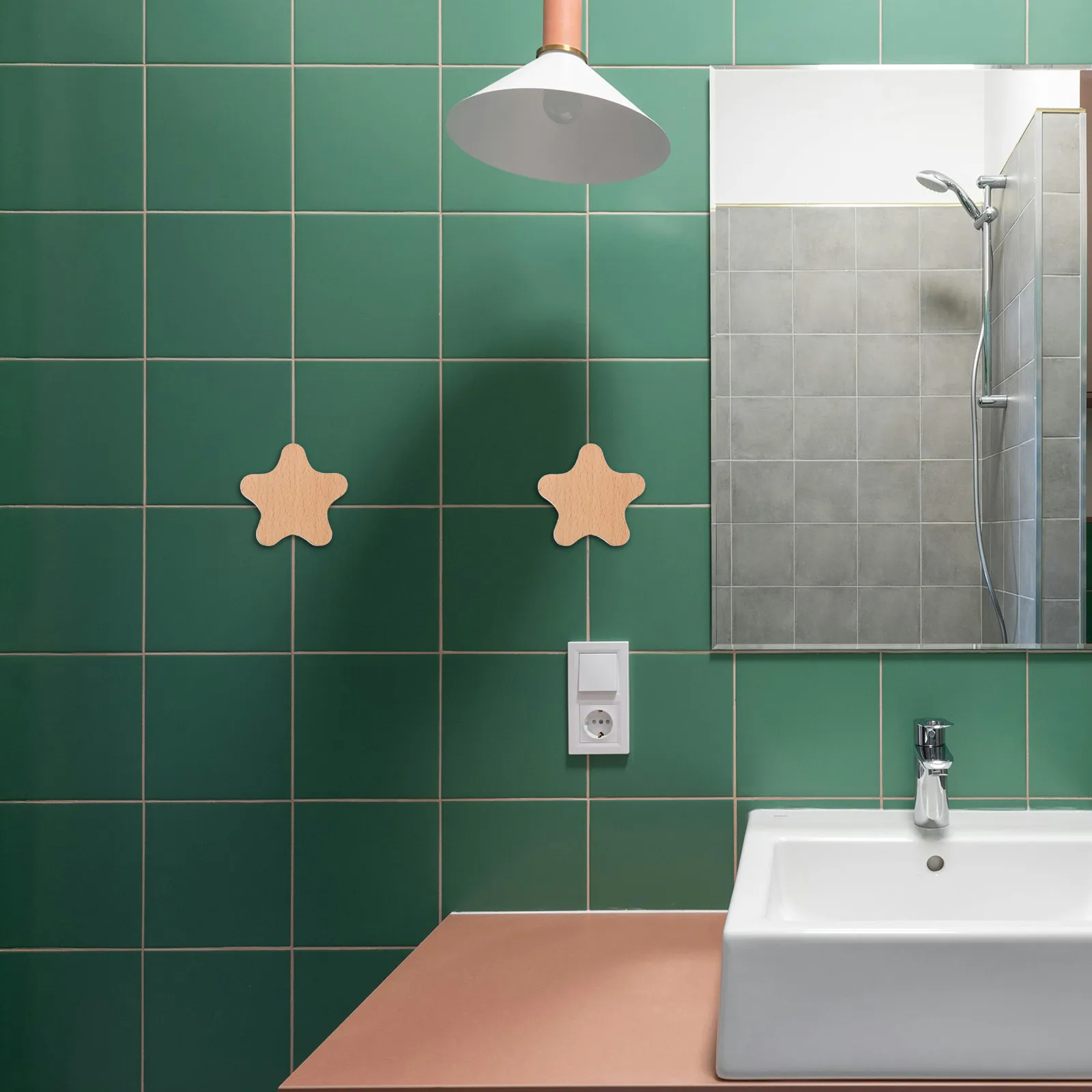 5Pcs Wooden Wall Hat Hooks Creative Star Shape Adhesive Hanging Hats Bags Towels Coats Decorative Wall Mounted Hooks view 5