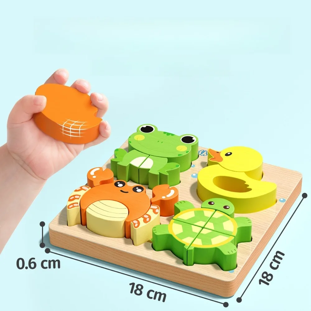 Drewniane puzzle 3D z motywami zwierzęcymi i pojazdów, zabawki edukacyjne dla dzieci, zabawki Montessori do wczesnej nauki, gra edukacyjna, prezent dla dzieci.