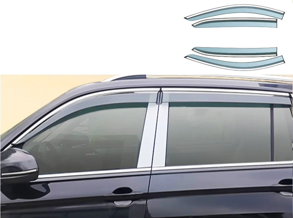 Car Window Deflectors Wind Deflector Sun Guard Rain Vent Visor Cover Trim Car Accessories FOR VW Teramont Atlas 2017 - 2021