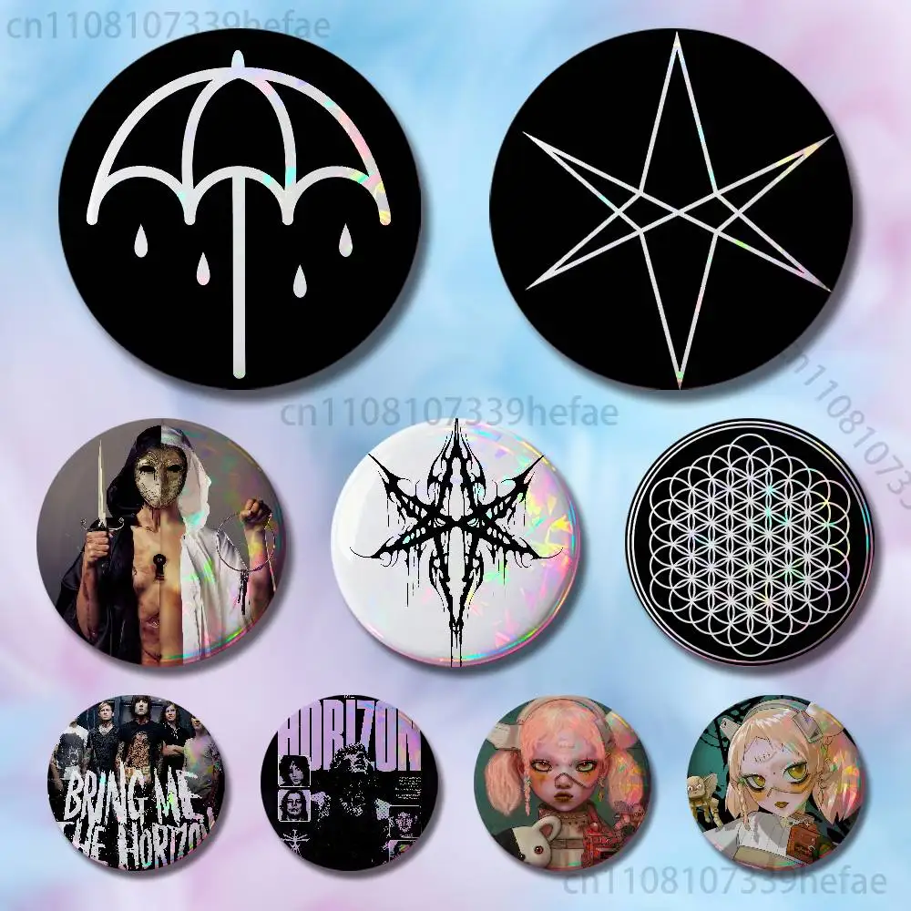 B-Bring Me The Horizon 32mm 58mm 75mm 44mm 25mm Anime Badges Brooches DIY Pins Decorations Birthday Valentine Gifts