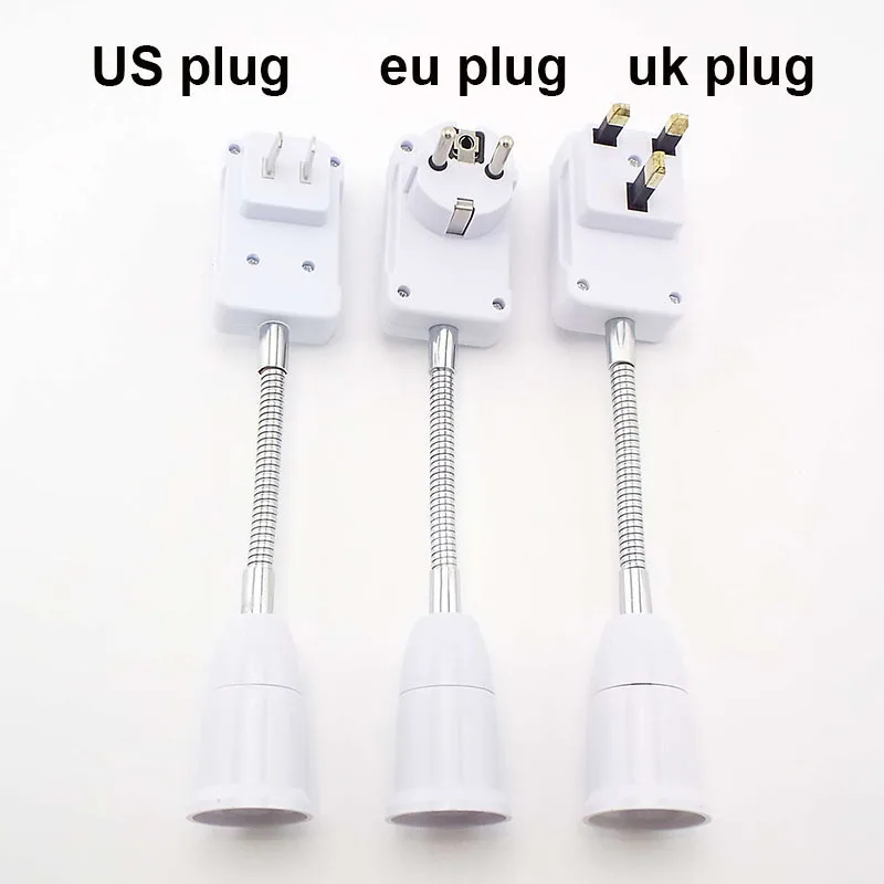 1 2 head E27 light bulb Lamp AC power supply base Flexible holder EU US uk Plug socket desk Clip for tablet night grow light q1