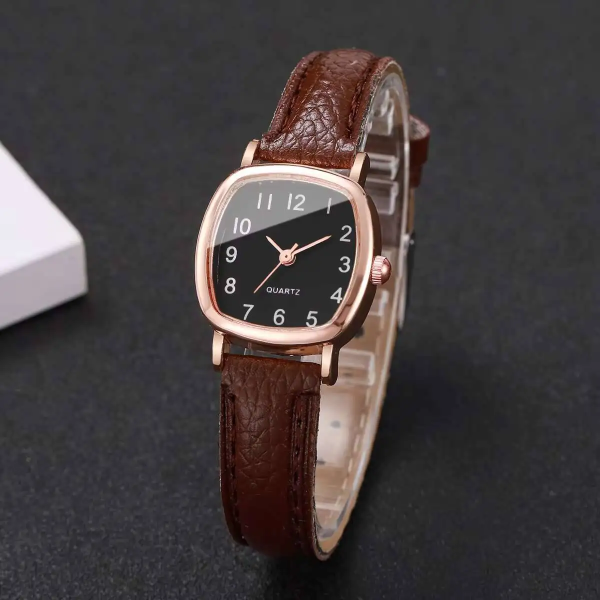 5 قطع أزياء النساء الساعات مجموعة بسيطة صغيرة الهاتفي حزام من الجلد كوارتز ساعة Reloj Mujer (بدون صندوق)