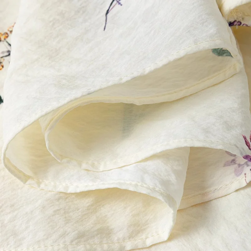 Birdtree Summer 76% Mulberry Silk 24% Nylon Tshirt, Women dry silk Half Sleeve O-neck Printing Straight Shirt, 2025 New T56313JF