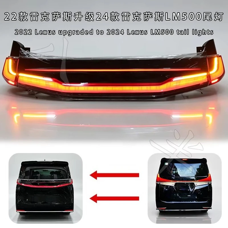 LED Tail Light Assembly for  Alphard Upgrade to  LM Style, Plug-and-Play Rear Lamps with Dynamic Signal