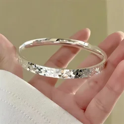 Fashionable Sparkling Snowflake Silver S999 Closed Women's Bracelet, Japanese and Korean Advanced Design Couple Jewelry