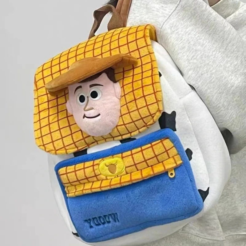 Disney Buzz Lightyear Woody New Cartoon Trend Bags Cute Plush High Capacity Backpacks Girl Flap Cover Shoulder Bag Korean Style