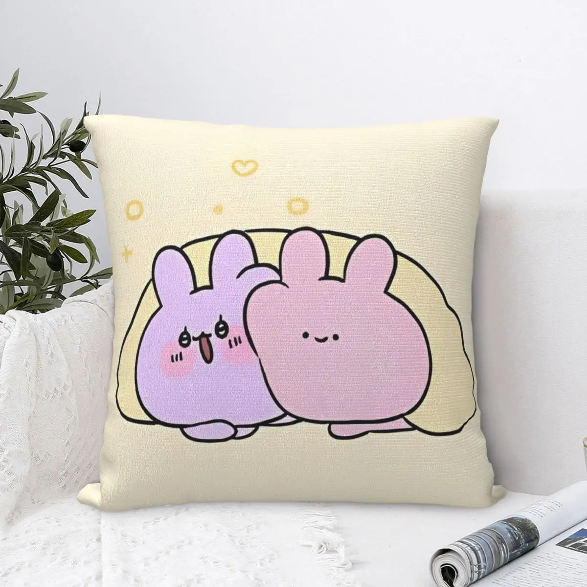 Asamimichaan Asleep Cartoon Pillow Covers Home Cute Asamimi Cushion Case Cute Home Decoration Throw Pillow Case 40*40