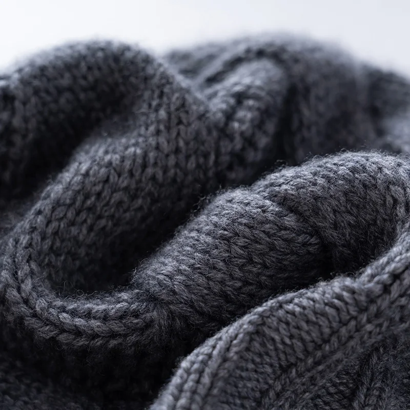 شتاء جديد المرأة الكشمير الخالص في الهواء الطلق محبوك مكبل قبعة فول بلون الملتوية زهرة سميكة الدافئة الرجال قبعة صغيرة #4