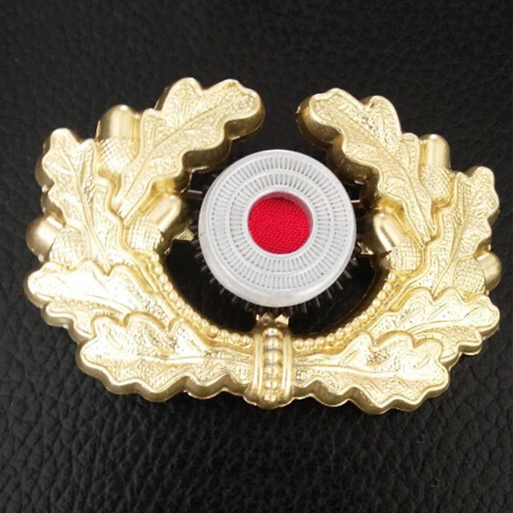 WW2 GERMAN ARMY PANZER UNIFORM WREATH VISOR CAP METAL BADGE PIN COCKADE GOLD