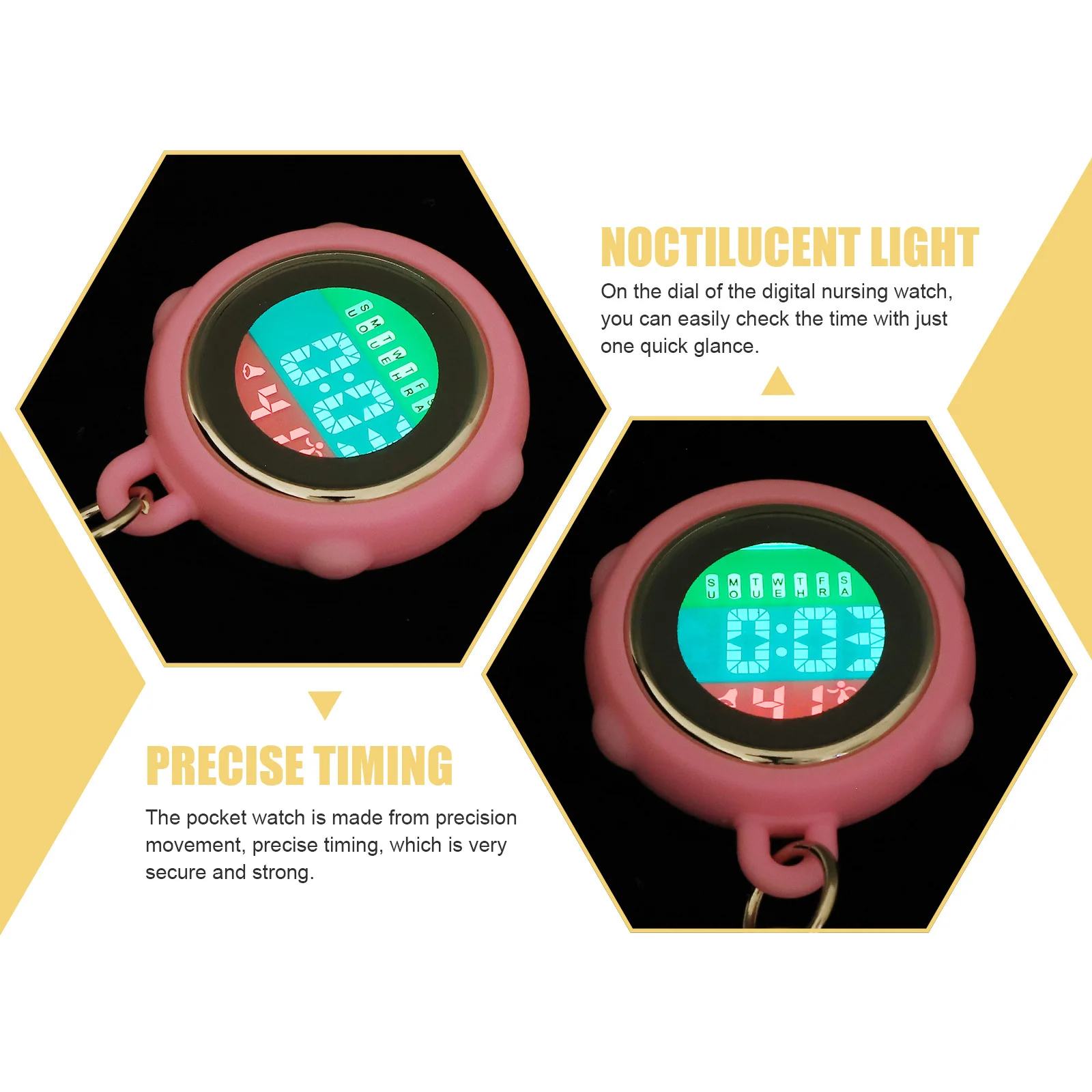 ساعة مع تصميم بإبزيم مفتاح، ساعة ممرضة خفيفة الوزن لمحترفي الطب، ساعة بمشبك على الصدر #6