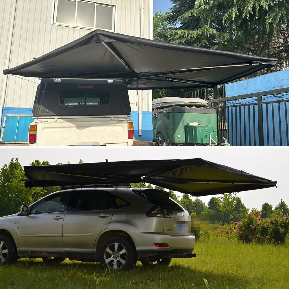 Retractable Car Parking Roof 270 Degree Side 4x4 Awning Tent Free Standing For Outdoor Camping