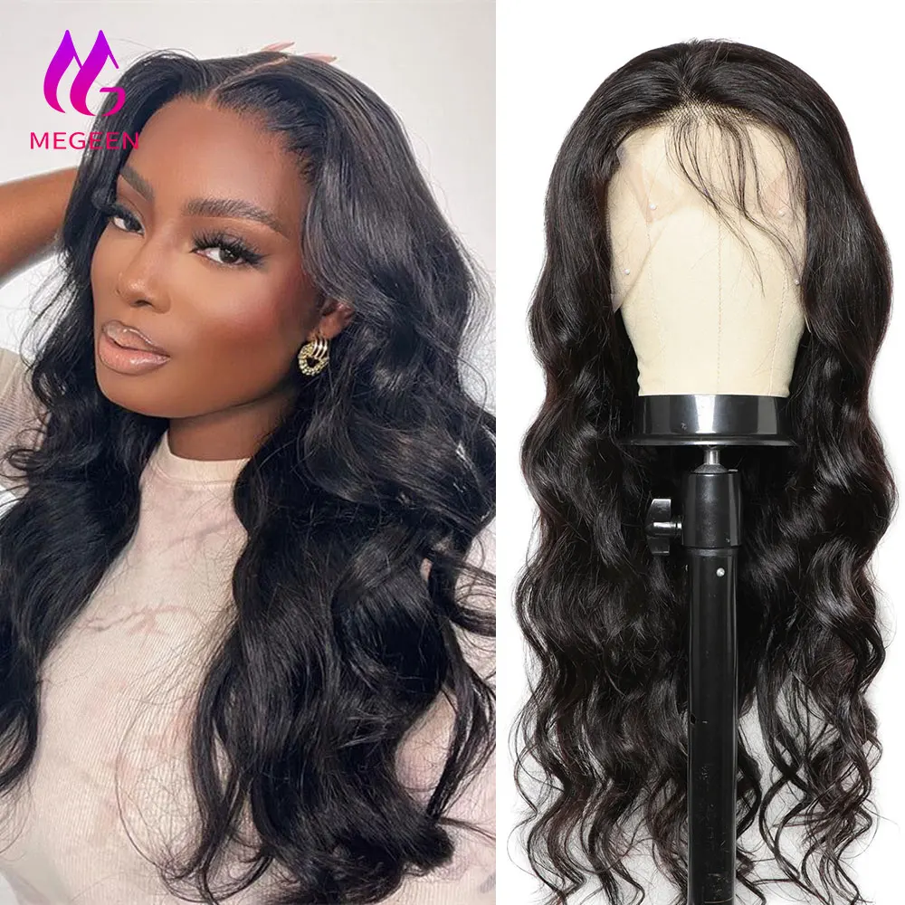 

Megeen Body Wave Human Hair Wigs 12A Burmese Virgin Hair HD Transparent Lace Front Wig Pre Plucked Natural Hairline 18-32 Inch