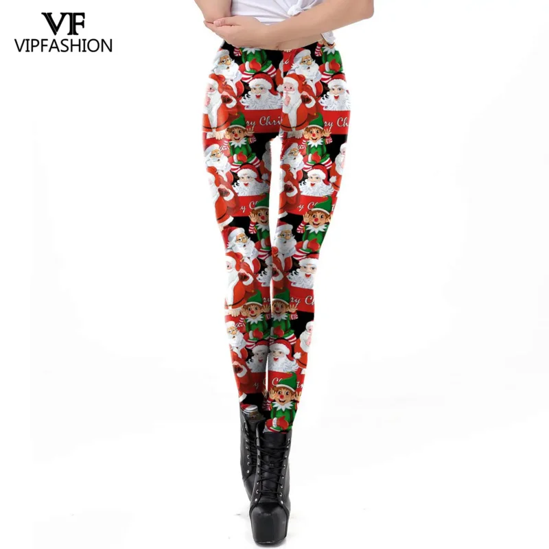 Vip moda legging de natal para mulher impressão digital 3d sexy collants costura meados de cintura calças de treino festa de natal cosplay calças