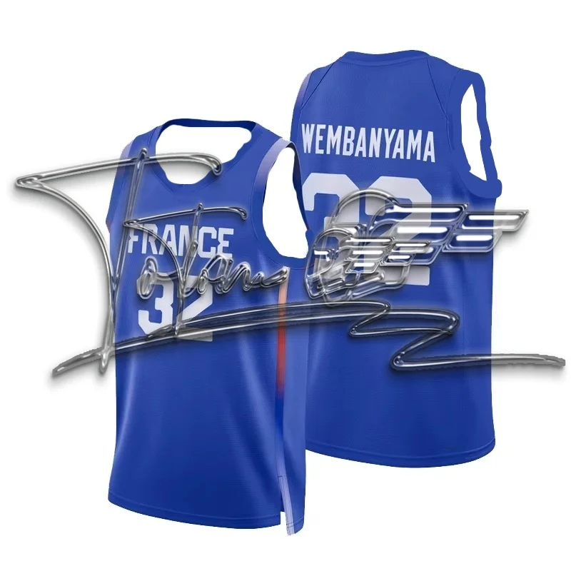 

Basketball jerseys 2024 France 34 WEMBANYAMA jersey Sewing embroidery Cheap High Quality Outdoor sportswear Light Blue