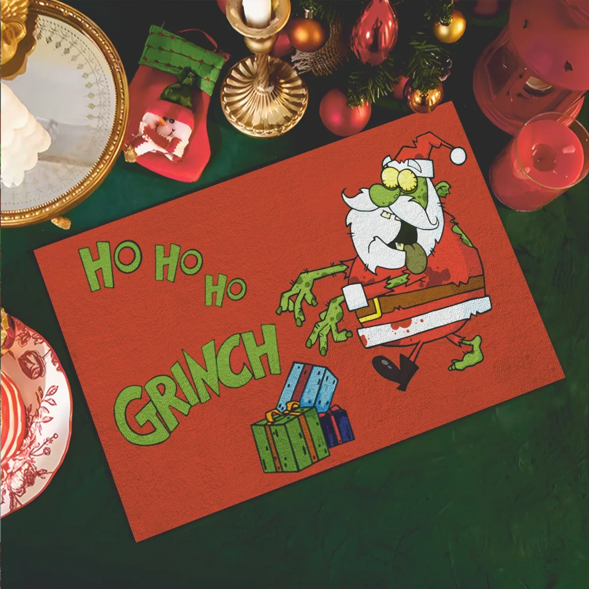 عيد الميلاد أوه غرينش السجادة الحمراء حفلة غرفة المعيشة أريكة غرفة نوم السرير دراسة مدخل الباب البساط عدم الانزلاق الكرتون ديكور المنزل حصيرة #2