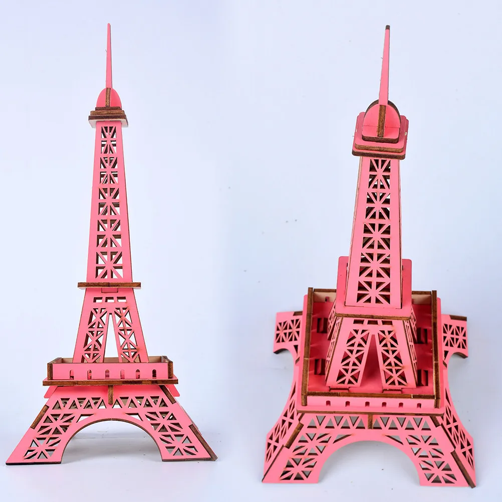 

3D Wooden Eiffel Tower Puzzle Educational DIY Board Creative Jigsaw for Kids Children Red Building Puzzle Exercise Imagination