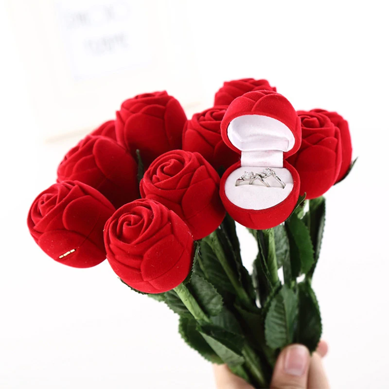 1pc Romantic Rose Ring Box Flower Valentines Day Gift for Girlfriend Boyfriend Souvenirs Wedding Gift for Guests Gift To A Girl