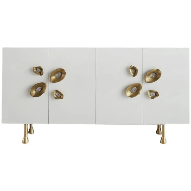 

American light luxury solid wood porch cabinet, designer model house entrance foyer decorative cabinet locker