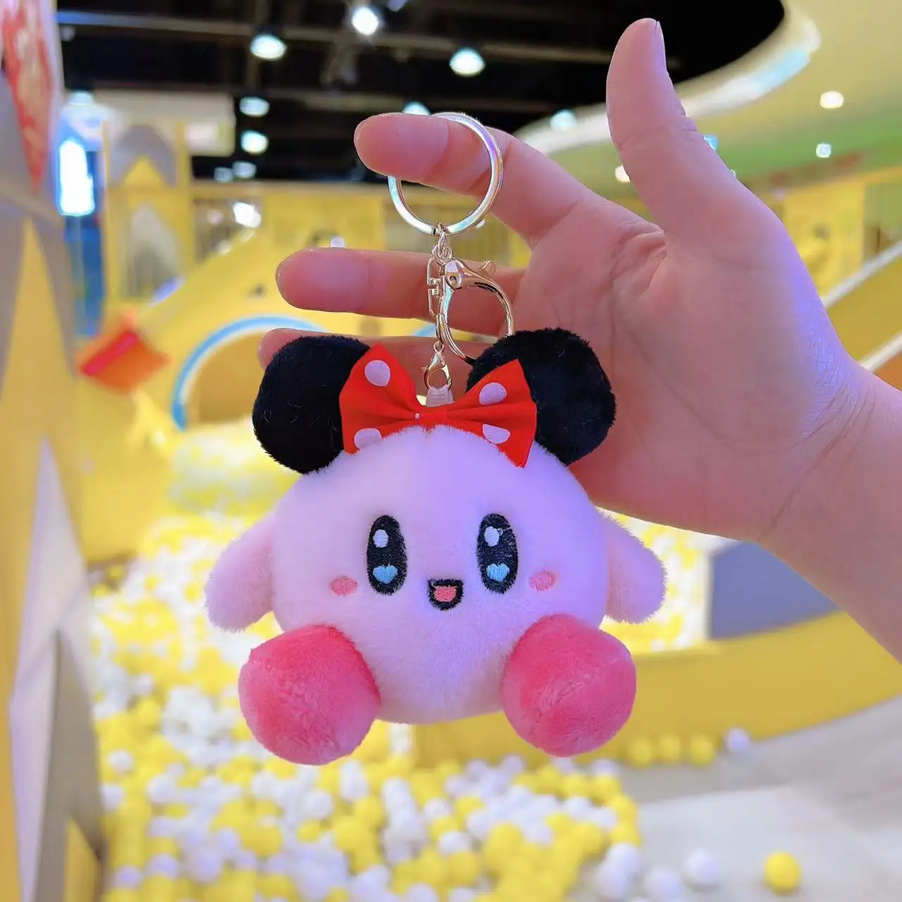 Colgante de coche de peluche de Anime Kirby rosa, llavero de mochila Kirby, estrella de dibujos animados, accesorios de modelado divertidos para niñas, regalo para niños, 10cm