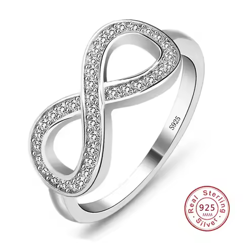 2024 Best Friend Gift High Quality Infinity Ring Endless Love Symbol Fashion 925 Sterling Silver Rings for Women Size 5-10