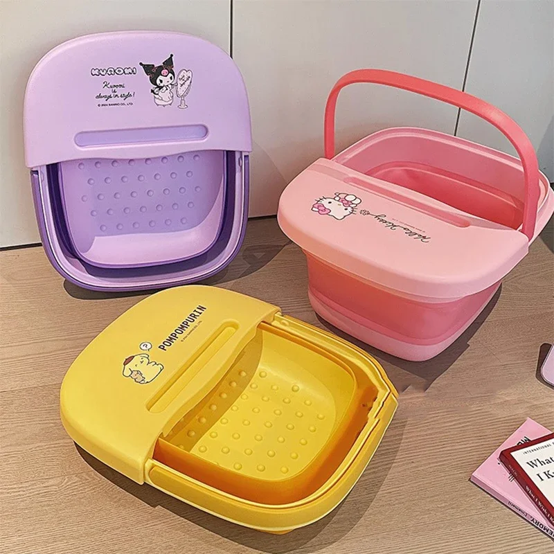 

Sanrio Kawaii Hello Kitty Foldable Foot Bath Bucket Kuromi Cinnamoroll Anime Cartoon Home Thickened Insulation Portable Basins