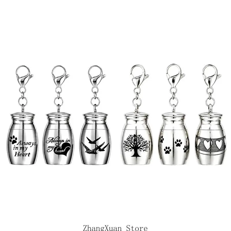 Urnen-Schlüsselanhänger-Set mit Stahlclips für Haare, 3er-Pack 3XUF – Detail 2