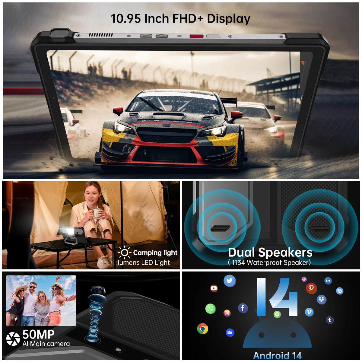 Unihertz 8849 TANK PAD E Rugged Projector Tablet Smartphone 10.95 inch 24GB 512GB 21000mAh 32MP 50MP Camera Android 14 Phone PAD